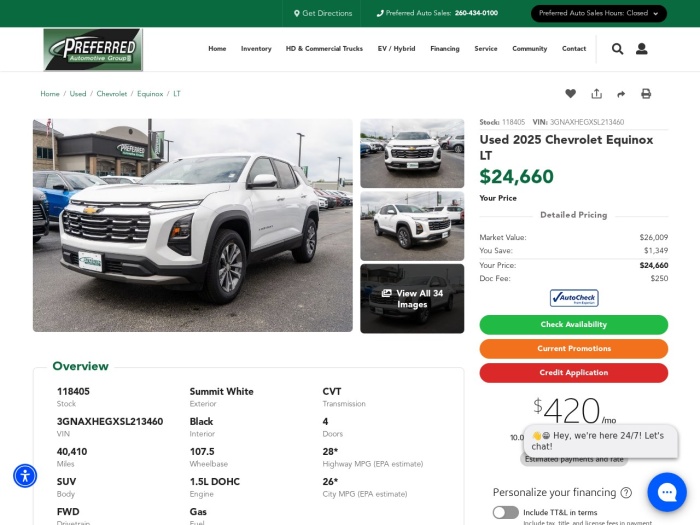 Dealer listing snapshot