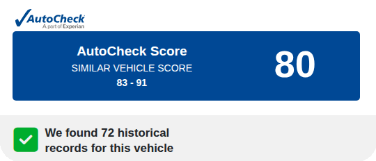 AutoCheck free score 80 for VIN 1FTEW1EG9FFC83195, captured October 10, 2026